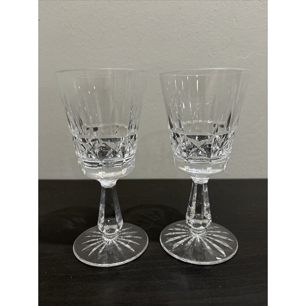 Set 2 Vintage Waterford Crystal Kylemore 6" Claret Wine Glasses **READ DESCRIP